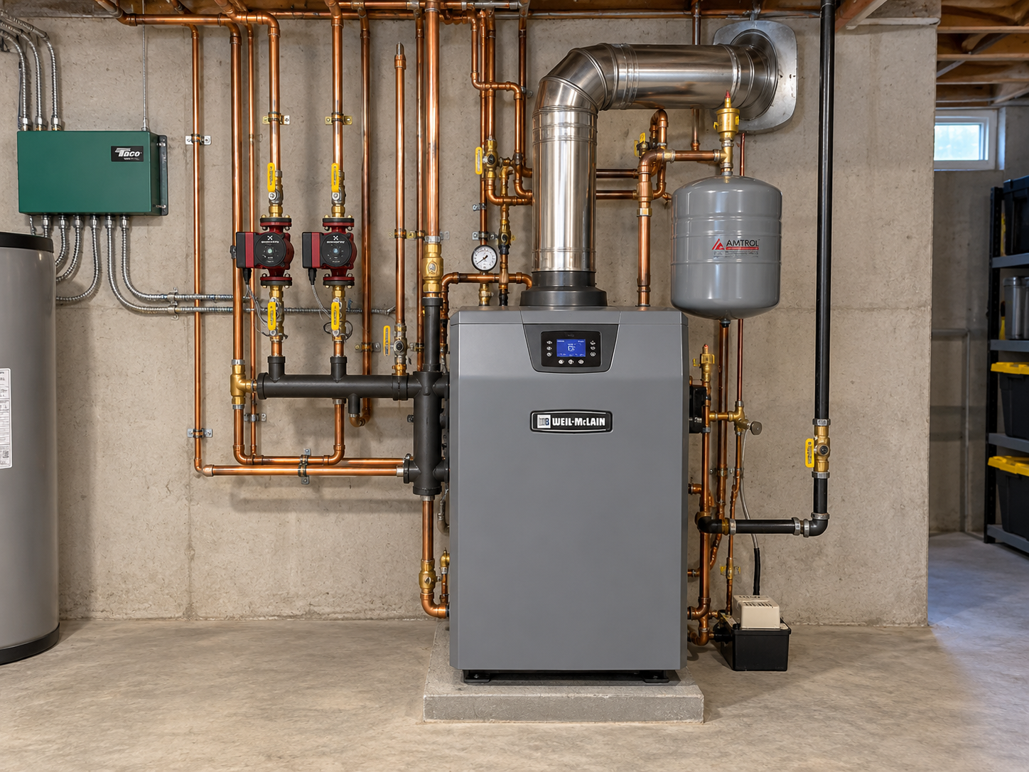 Conventional hydronic boiler installation