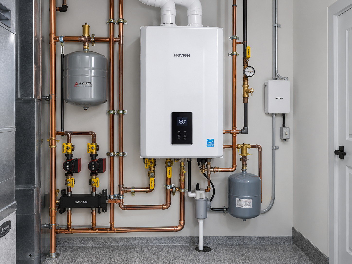 Navien wall-hung boiler installation